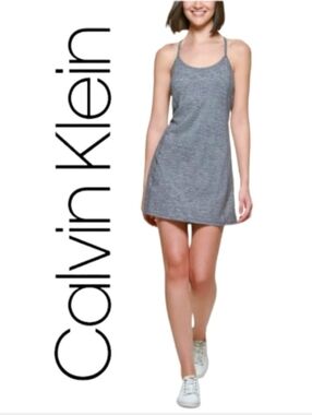 Calvin Klein Performance Womens Heather Gray A-Line Athletic Tennis Dress S NWT
